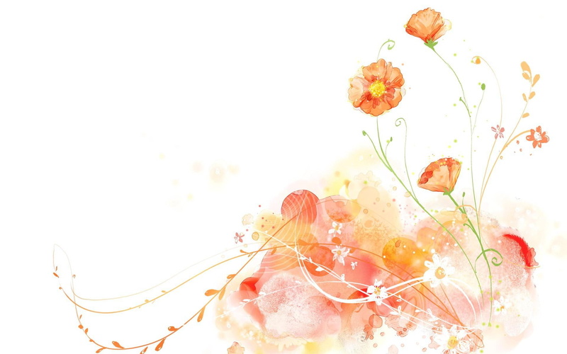 pink, poppies, illustration, 1920x1200, orange, artistic, flower, swirl, 1080P, poppy, swirls