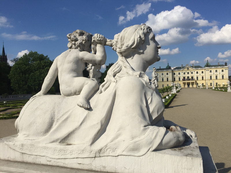 the background, meadow, water, summer, nature, plant, poland, day, branicki palace, cloud - sky, angel, białystok, grass, representation, the sun, green