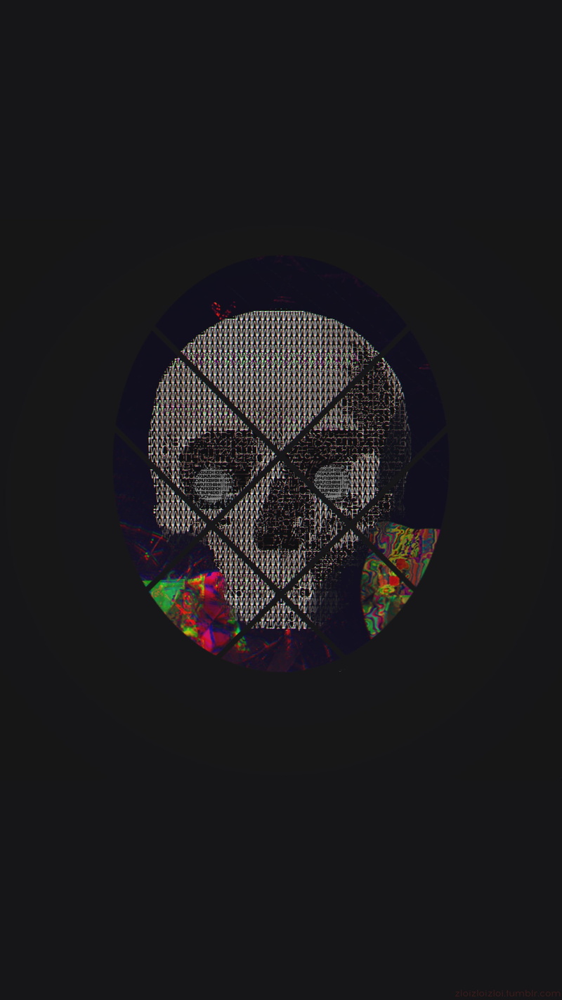glitch Art, skull, 4K, ASCII Art, abstract