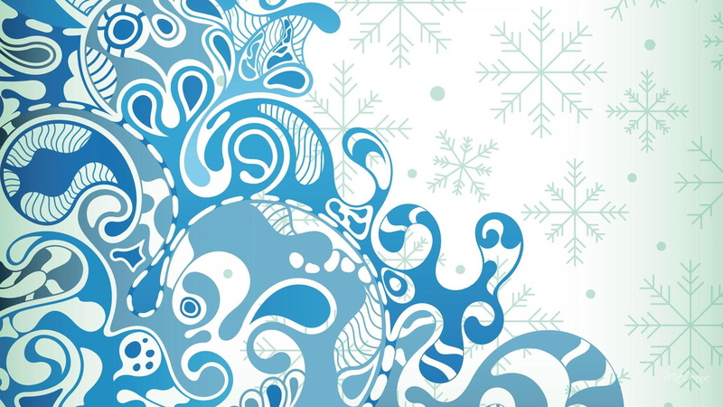 snowflakes, abstract, teal, green, blue, white, wave, firefox persona, 1080P, floral, 3d and abstract, winter