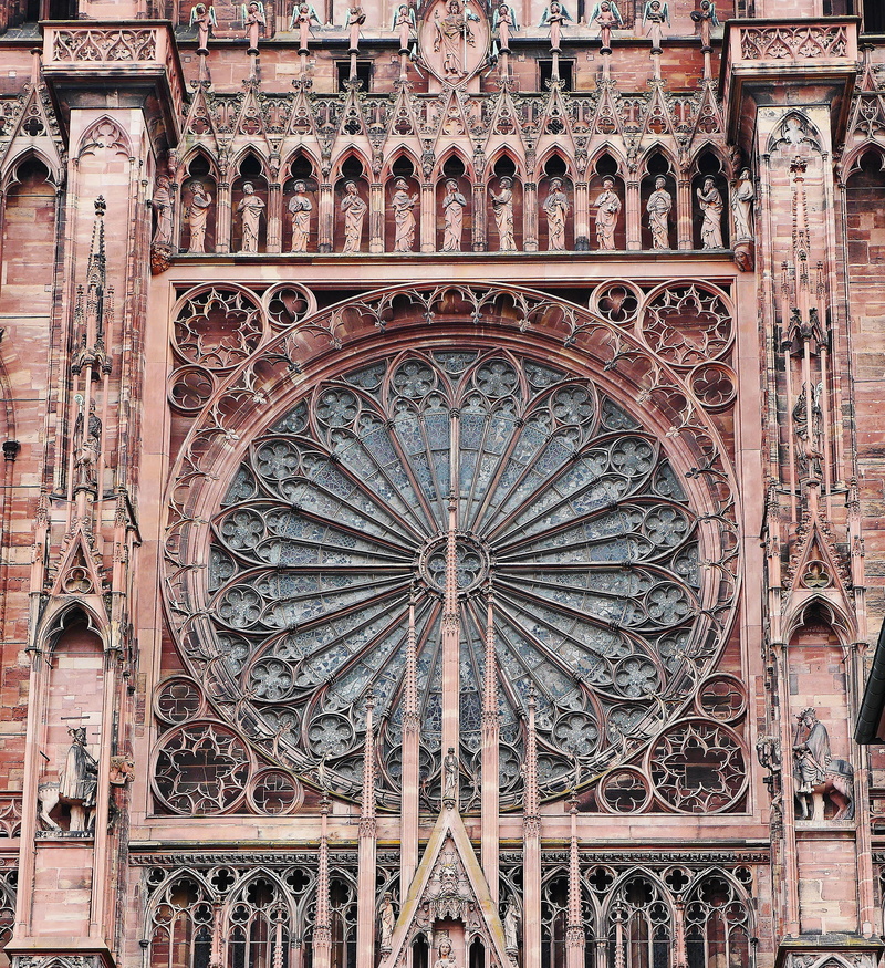 building Exterior, europe, famous Place, travel destinations, exterior, tourism, 2K, human representation, gothic Style, leaded glass, Rosette, christianity