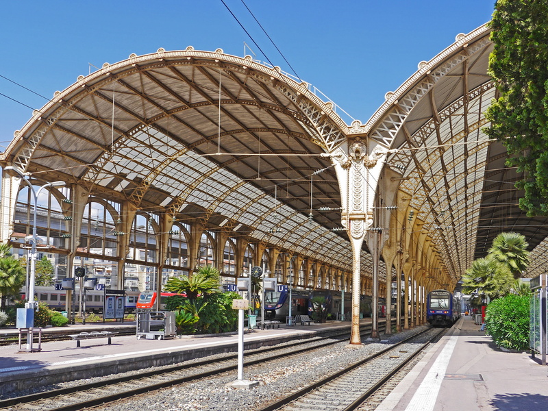 plant, gare, france, sky, steel structure, railroad station, concourse, nice, nature, railway, public transportation, multiple units, architecture, sunlight