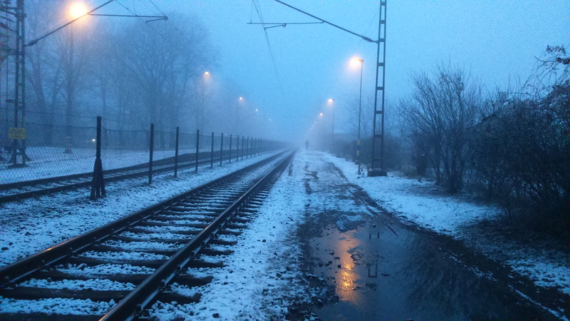 snowing, snow, Hungary, black, cold temperature, the way forward, railroad track, Tiszaluc, winter, railway, Xperia M2, mist, nature, no people, outdoors