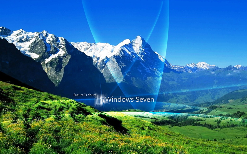 hd, nature, Green, land, windows, Blue, art, mountains, 720P, microsoft, 7