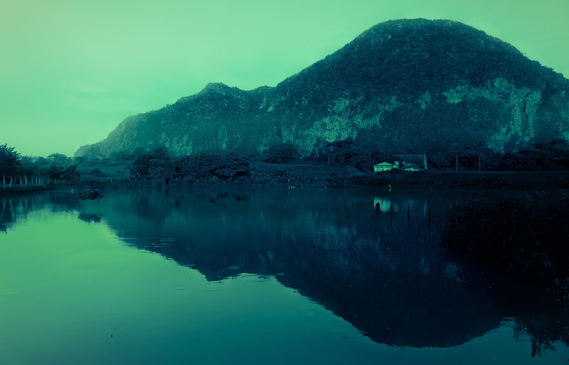 mountain range, standing water, lagoon, waterfront, 4K, idyllic, tranquility, scenics - nature, vinales, cuba, countryside, cyan, nature, tranquil scene