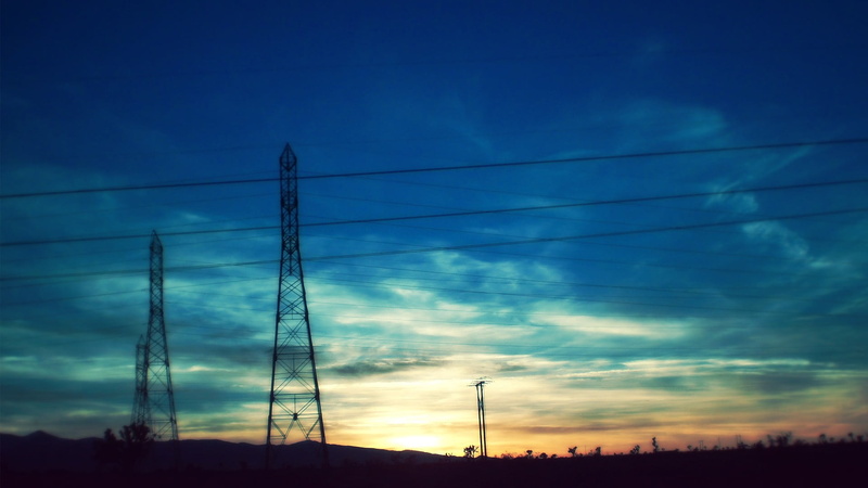 steel, silhouette, clouds, low angle view, electricity pylon, sunset, 1080P, cloud - sky, landscape, power supply, no people, blue, power lines, technology