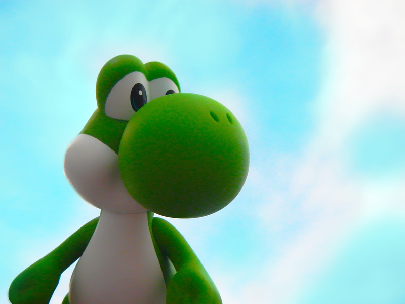 day, outdoors, nature, toy, colored background, close-up, blue, ripe, video game, 4K, single object, animal representation, green color, representation