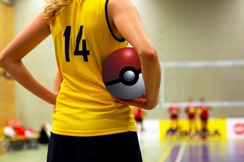 focus on foreground, pokémon go, adult, trainer, game boy, virtual, clothing, sport, player, people, poke, standing, number, indoors, gym, hold, exercise