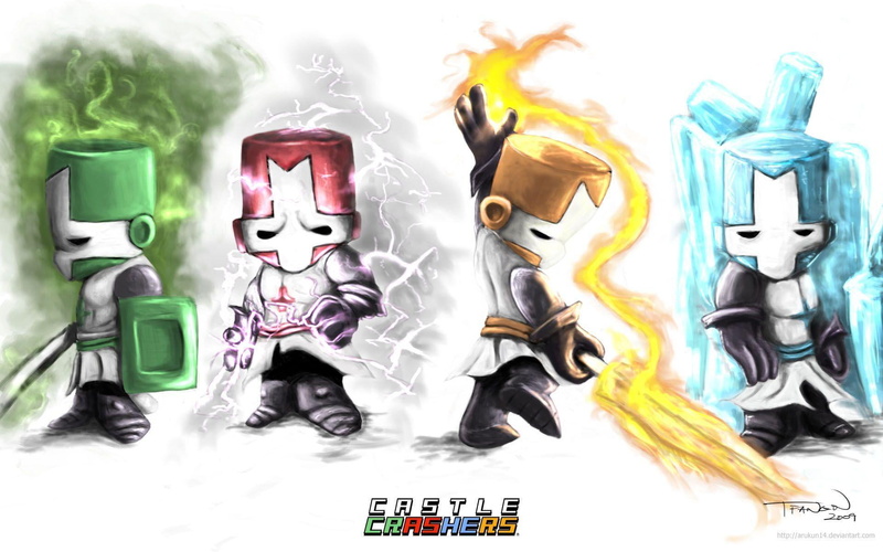 Video Game, 1080P, Castle Crashers, Orange Knight (Castle Crashers), Red Knight (Castle Crashers), Knight, Green Kinght (Castle Crashers), Blue Knight