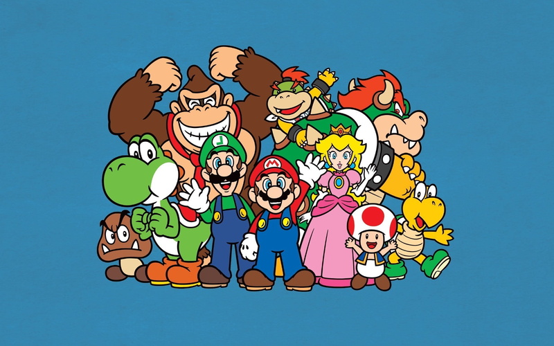 cloud - sky, mario bros_ luigi yoshi princess peach donkey kong toad character video games nintendo minimalism, people, blue, communication, sky, talking