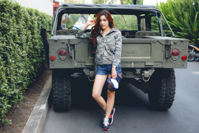 Models, Jeep, Khaki, 1080P, Asian, Kookai, Model, Girl