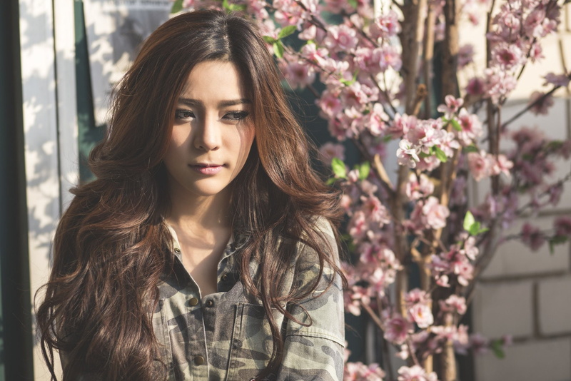 Model, Models, 1080P, Blossom, Hair, Girl, Asian, Khaki, Kookai