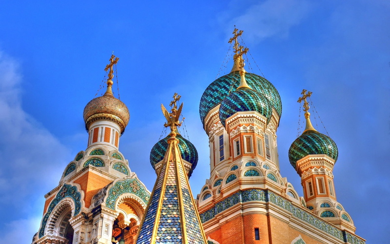 basilica, brown, building, landmark, green, architecture, dome, russian basilica, russian, church, 1080P, concrete