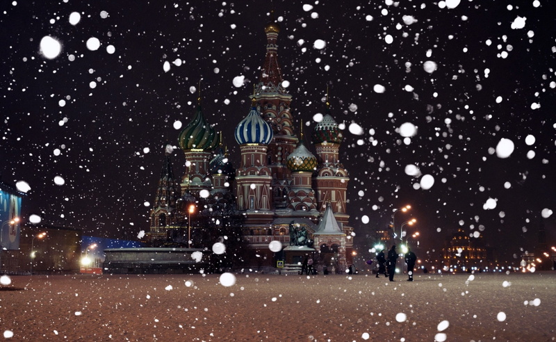 Russia, st, s, place of worship, built structure, building, basil, Church, belief, cold temperature, illuminated, religion, night, cathedral, building exterior