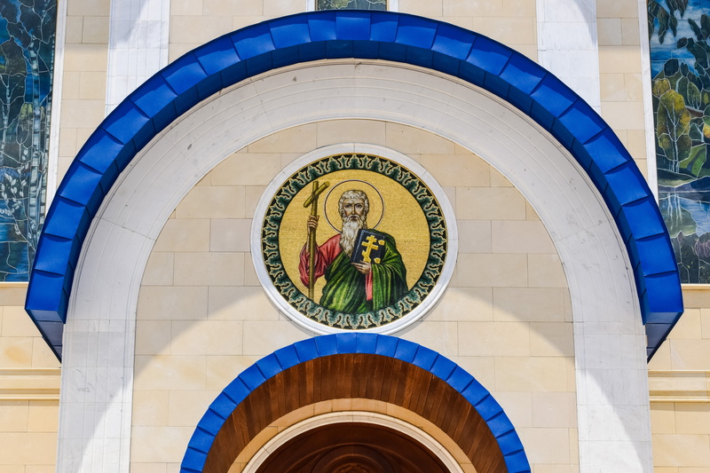 multi colored, russian, clock, religion, orthodox, close-up, building feature, building, pattern, day, architecture, no people, christianity, arch, low angle view