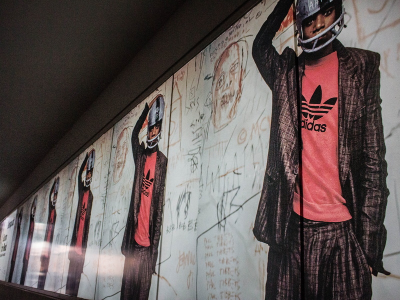art and craft, male likeness, united kingdom, store, art, day, artist, adidas, creativity, t-shirt, london, retail display, hanging, textile, female likeness