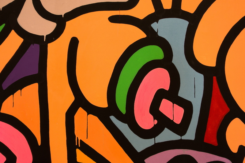 5K, pattern, art and craft, black color, wall - building feature, keith haring, indoors, text, canvas tarpaulin, art, backgrounds, western script, gallery