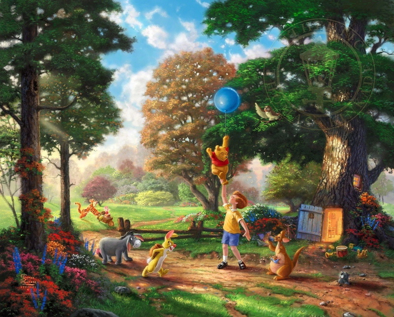 1080P, fantasy, thomas, family, kinkade, winnie, disney, pooh