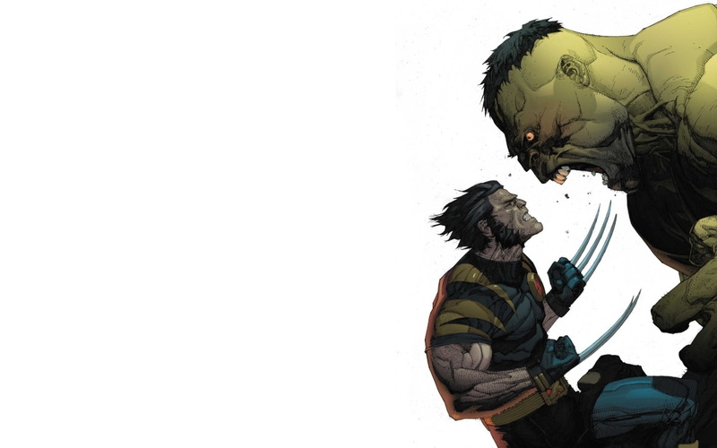 cartoon/comic, 720P, hd, white, wolverine, the, incredible, hulk, illustration