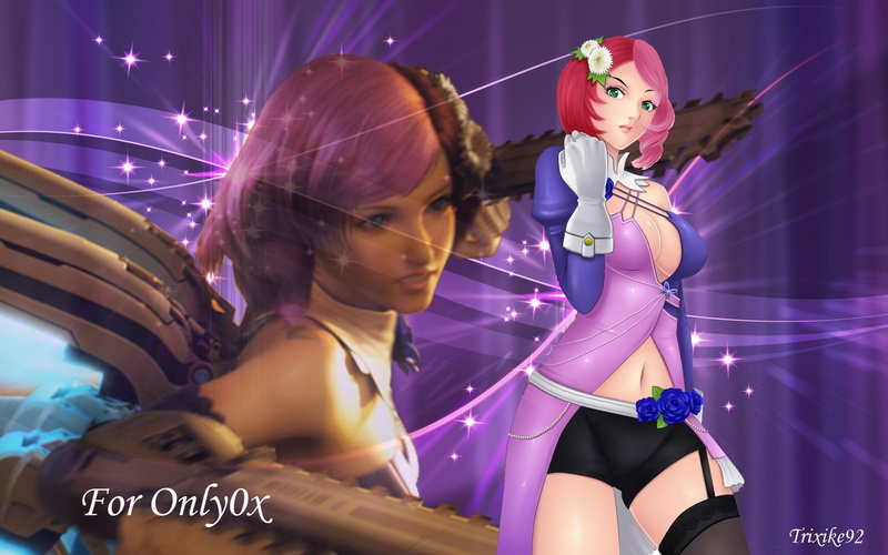 Short Hair, Belt, 1080P, Two-Toned Hair, Shorts, Pink Dress, Green Eyes, Woman, Dress, Purple Dress, Pink Hair, Tekken, Glove, Thigh Highs, Alisa Bosconovitch