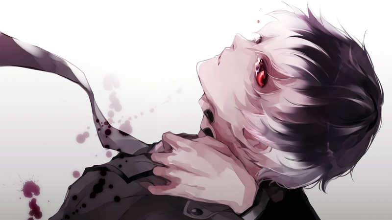 Boy, Tie, Black Hair, 1080P, Ken Kaneki, Tokyo Ghoul, Anime, Two-Toned Hair, Blood, White Hair, Red Eyes, Tears, Tokyo Ghoul:re, Haise Sasaki