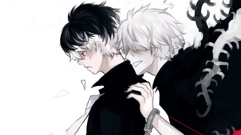Kakuja (Tokyo Ghoul), Anime, White Hair, Black Hair, Cuffs, Haise Sasaki, Tokyo Ghoul, Boy, Centipede, Two-Toned Hair, Ken Kaneki, Kagune (Tokyo Ghoul)