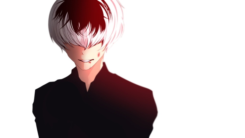 Tokyo Ghoul, 1080P, Two-Toned Hair, Smile, Haise Sasaki, Tokyo Ghoul √A, White Hair, Anime, Blood, Close-Up, Tokyo Ghoul:re, Black Hair, Boy