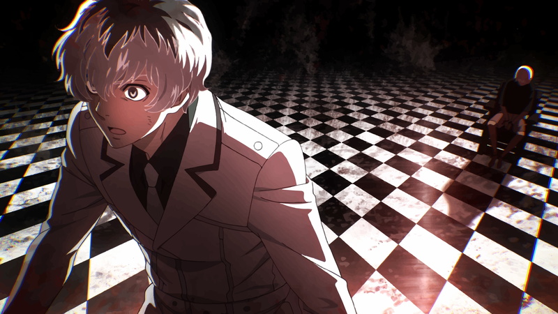 Tokyo Ghoul, Sitting, White Hair, Ken Kaneki, Anime, 4K, Two-Toned Hair, Boy, Haise Sasaki, Tokyo Ghoul:re, Black Hair, Tokyo Ghoul √A, Grey Eyes, Chair