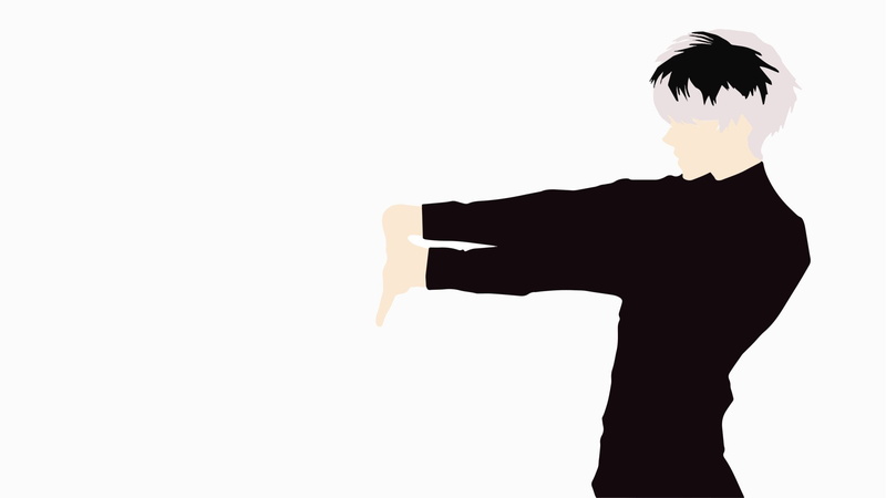 Ken Kaneki, studio shot, profile view, cut out, digital composite, Two-Toned Hair, lifestyles, Haise Sasaki, white background, White Hair, side view, waist up