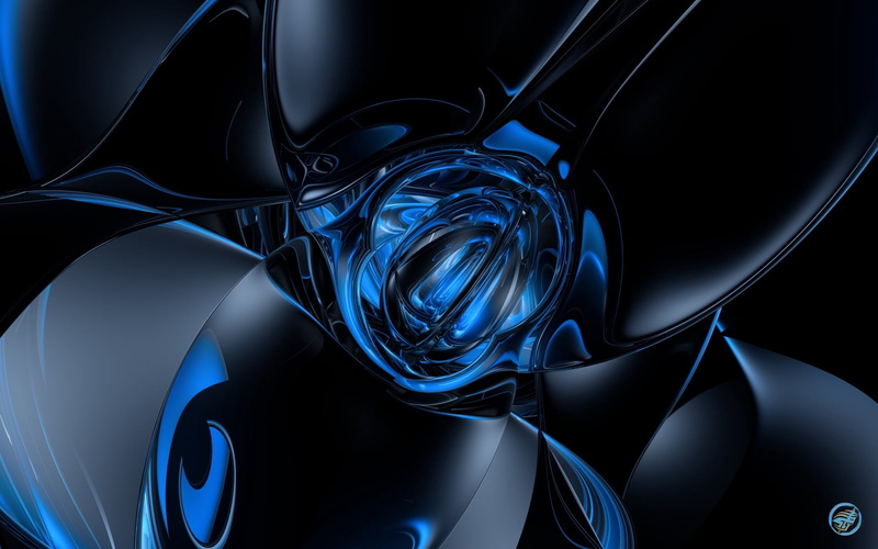 blue, design, silver colored, form, swirl, chrome, no people, high angle view, technology, black background, transportation, abstract, indoors, metal, creativity