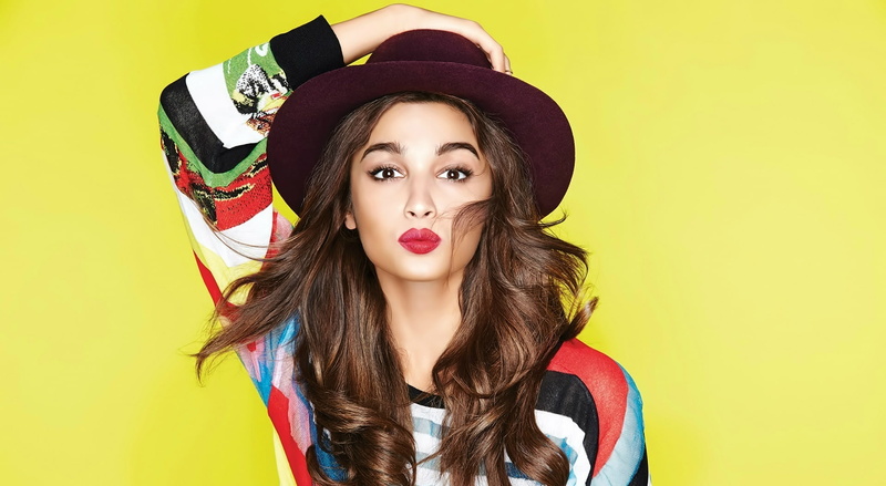 beautiful woman, front view, one person, Others, top, cowboy, sleeved, young adult, redlips, s, clothing, celebrities, yellow background, lipstick, alia bhatt