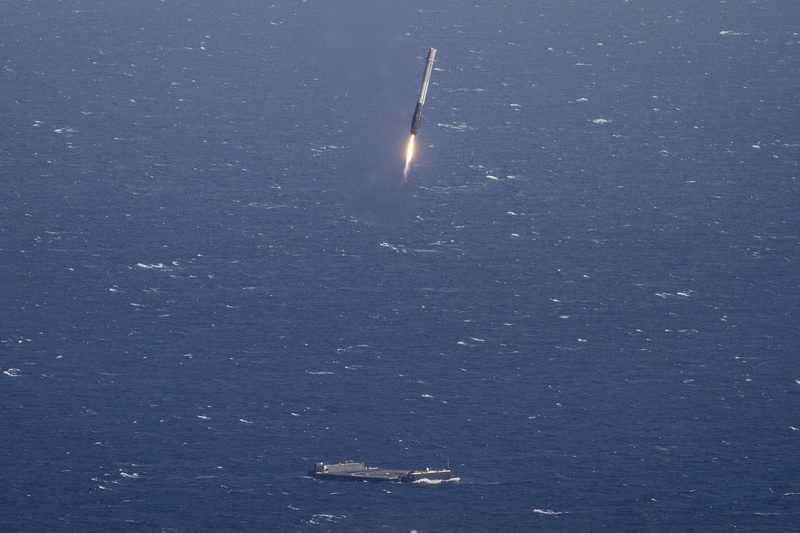 Falcon 9, rocket, ship, sea, 2K, SpaceX
