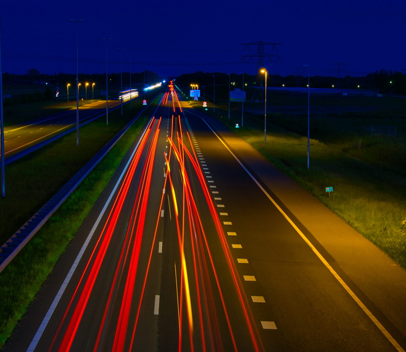 outdoors, no people, lighttrails, light trail, transportation, sky, direction, 4K, mode of transportation, lighting equipment, road, light, railroad track