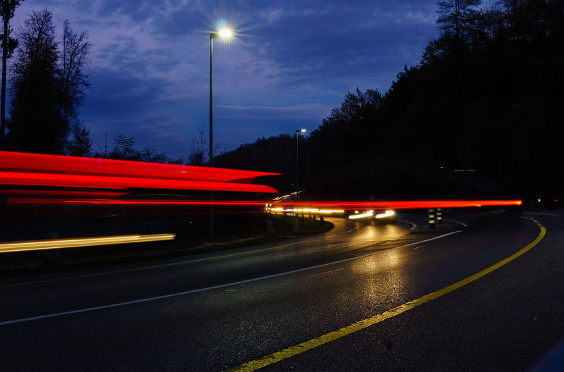 lighting equipment, city, urban, motion, 5K, night, illuminated, twilight, travel, evening, movement, sky, traffic, outdoors, blurred motion, transportation