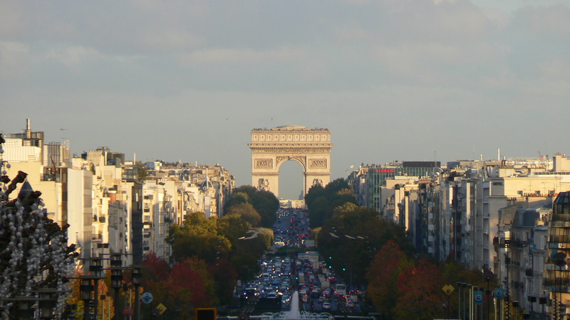 Arc de Triomphe, trees, clouds, Paris, 2K, France