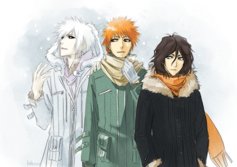 three, 480P, Bleach, coat, illustration, Zangetsu (Bleach), Shirosaki, character, Ichigo Kurosaki, wearing, men