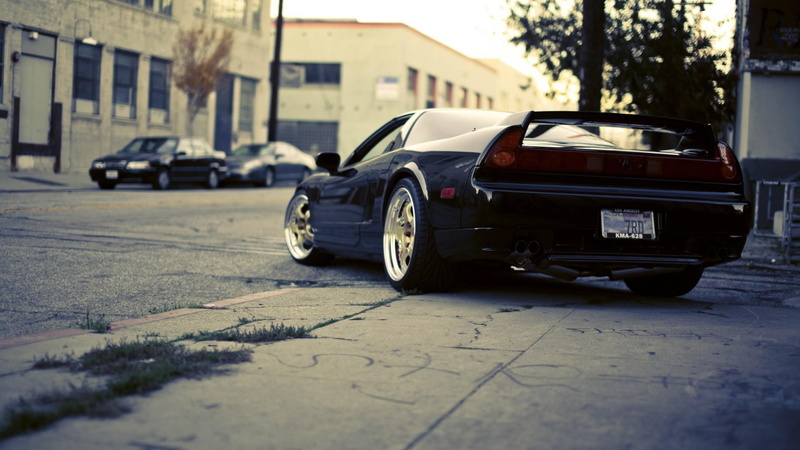 car, motor vehicle, street, architecture, stationary, vintage car, JDM, garage, built structure, mode of transportation, day, outdoors, Acura NSX, city