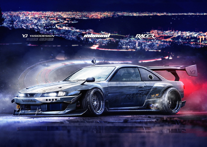city, 1080P, nature, mode of transportation, motor vehicle, transportation, night, road, street, reflection, sky, architecture, speed, yasiddesign render artwork car tuning nissan nissan silvia nissan silvia s14 drifting vehicle silvia s14 kouki