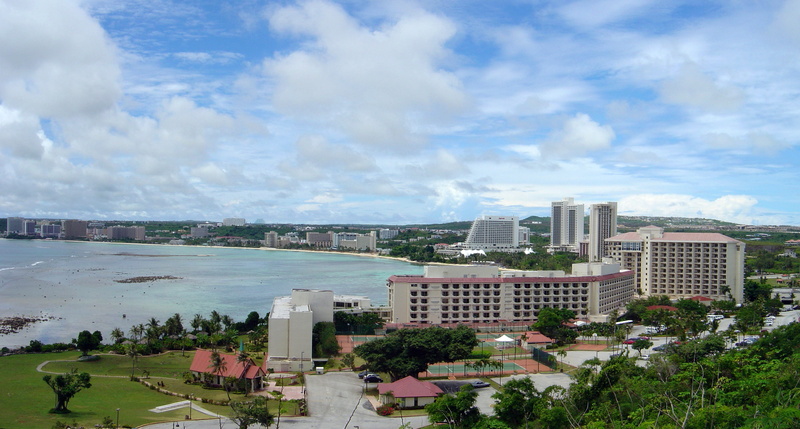 high angle view, no people, travel destinations, Resort, cityscape, office building exterior, travel, Tumon Bay, nature, modern, urban Scene, buildings