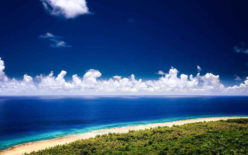 horizon over water, tranquility, blue, scenics - nature, guam, cloud - sky, 2K, sky, beach, non-urban scene, water, no people, scenery, plant, high, nature