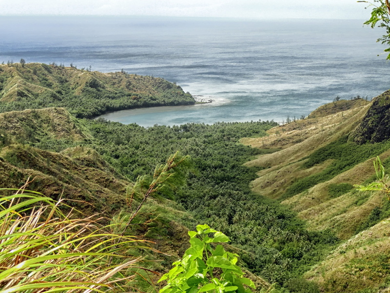 environment, outside, tranquil scene, Bay, ocean, coastline, beach, tree, sky, water, land, green color, cetti bay, Guam, horizon over water, scenics - nature