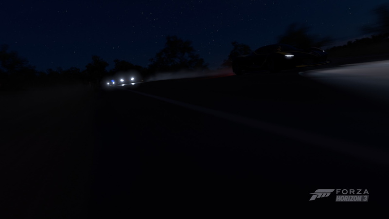 1080P, land vehicle, motor vehicle, night, nature, road, mode of transportation, silhouette, video games, sky, star - space, Hypercar, forza horizon 3