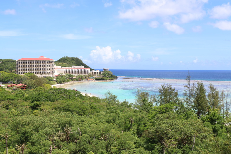 land, sky, green color, built structure, nature, growth, guam, scenics - nature, horizon over water, beach, cloud - sky, no people, water, tranquil scene