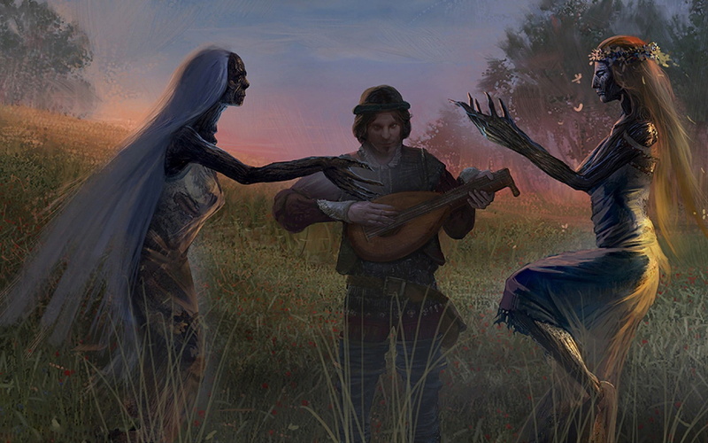 landscape, land, occupation, 1080P, outdoors, video games, women, emotion, grass, artwork, motion, The Witcher, sunset, nature, Dandelion (character)