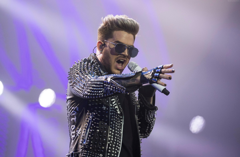 4K, sunglasses, Adam Lambert, 6k, photo, event, waist up, young adult, men, glasses, front view, fashion, performance, purple, illuminated, adult, young men