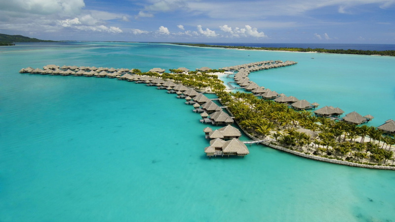 st, villas, regis, background, polynesia, water, french, desktop, 2K, bora, bungalows