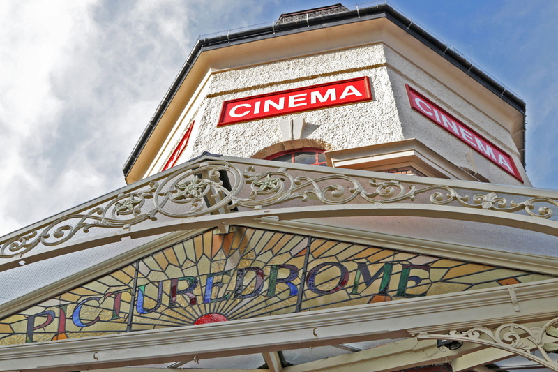picture drome, cinema, text, outdoors, communication, sky, day, building, bognor regis, travel destinations, picturedrome, capital letter, ornate, no people