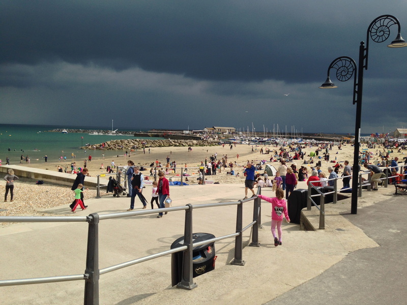 pier, bridge, water, beach, s w coast path, united kingdom, lyme regis, cloud - sky, day, crowd, lifestyles, human, land, adult, outdoors, airfield, architecture