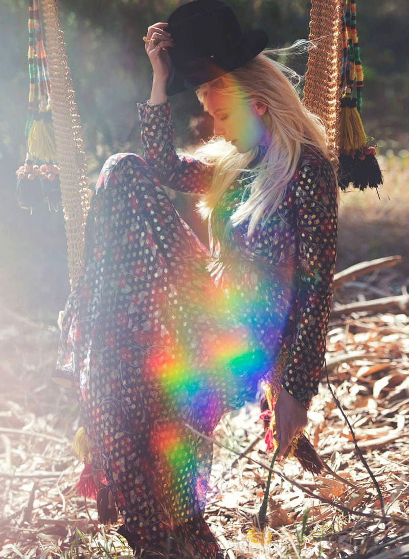 blue dress, long skirt, lens flare, Kirsten Dunst, women, women outdoors, profile, seesaw, women with hats, celebrity, blonde, 720P