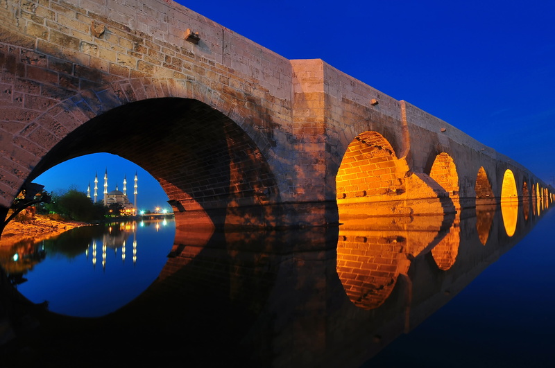 bridge, blue, adana, outdoors, built structure, nature, 4K, arch, transportation, no people, architecture, river, reflection, travel destinations, arch bridge